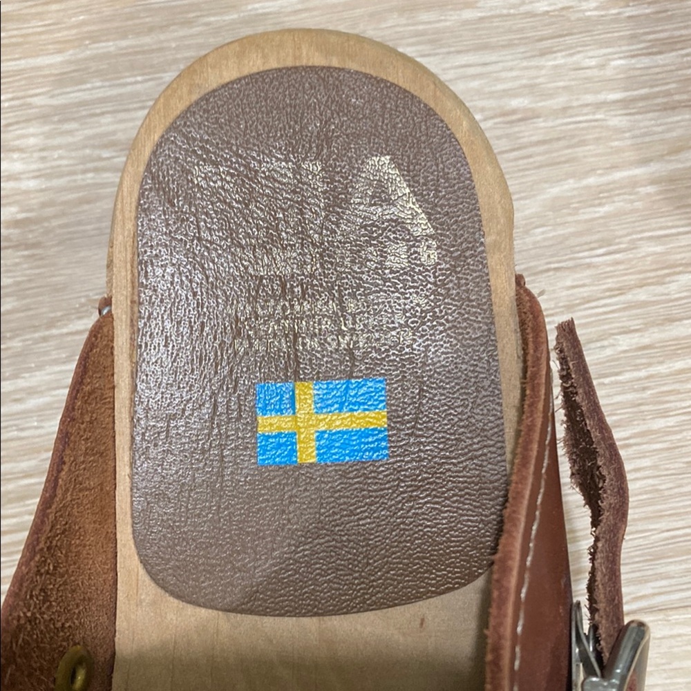 MIA Brown Leather Clog Mules with Buckle - Picture 4 of 5